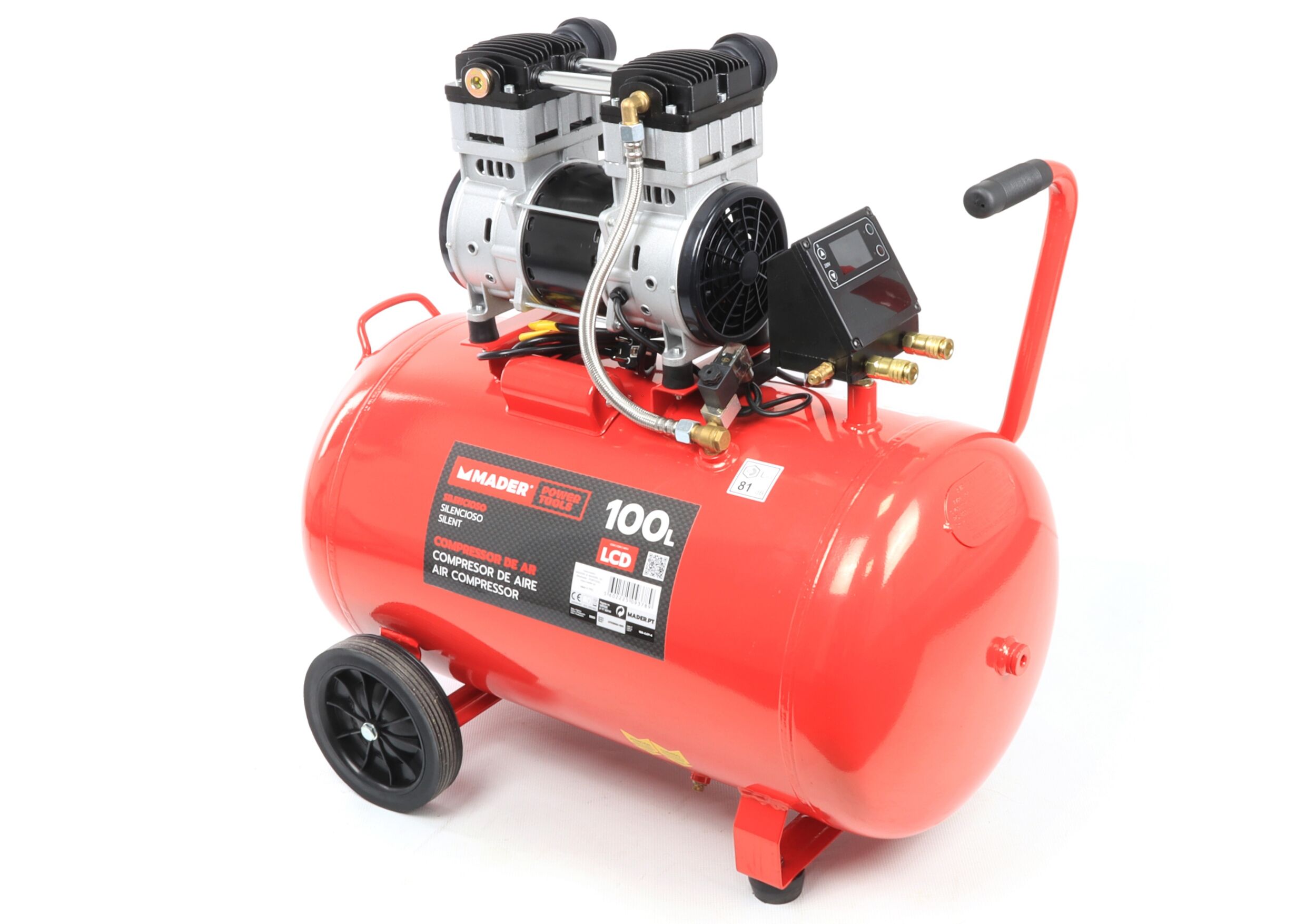 Compressor de Ar, com LCD, 100L, 2hp, Silencioso - Mader