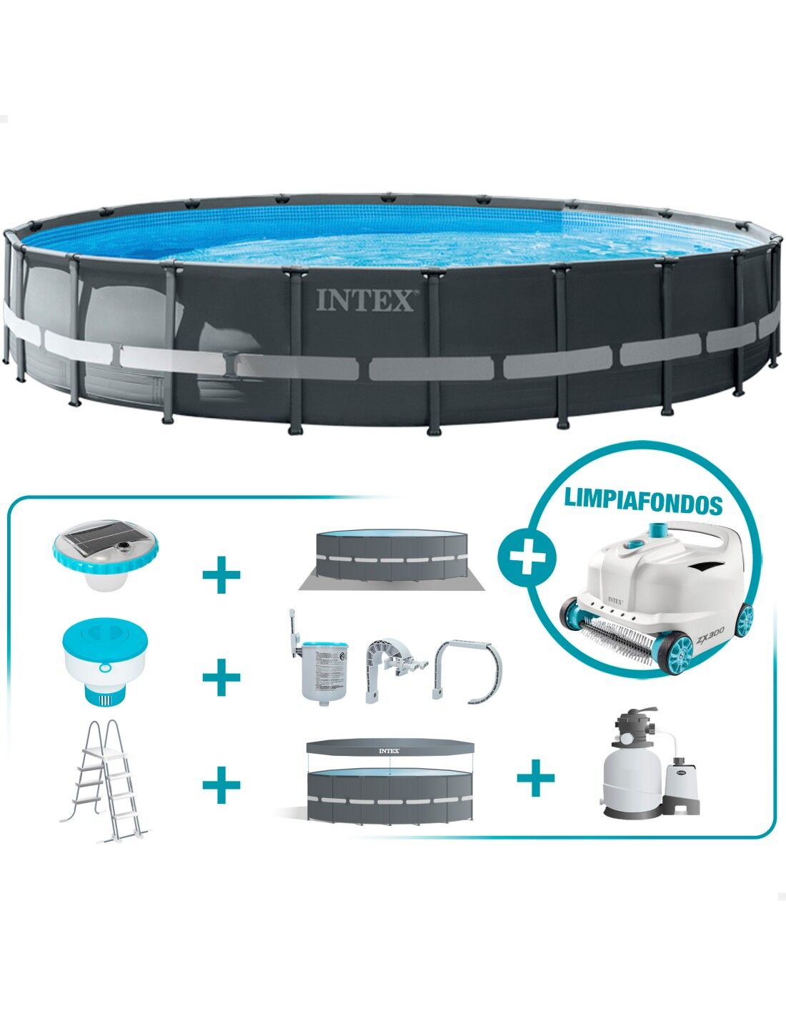 Pack poupança Piscina redonda Ultra XTR Ø732x132 cm 8 acessórios - 305 - Intex